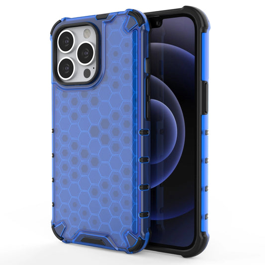 Honeycomb Case armor cover with TPU Bumper for iPhone 13 Pro blue_0