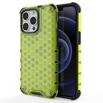 Honeycomb Case armor cover with TPU Bumper for iPhone 13 Pro green_0