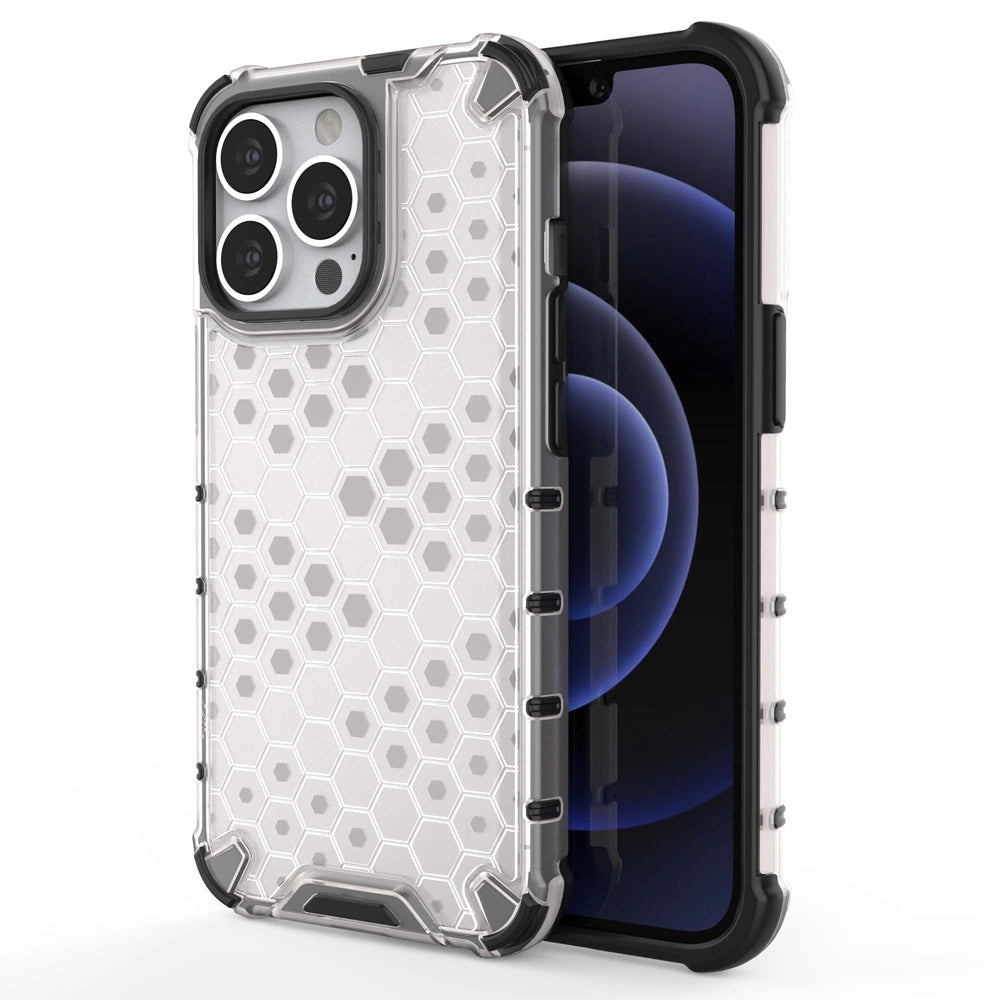 Honeycomb Case armor cover with TPU Bumper for iPhone 13 Pro transparent_0