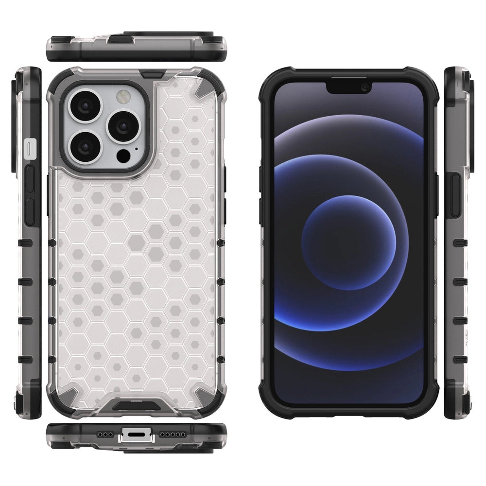 Honeycomb Case armor cover with TPU Bumper for iPhone 13 Pro transparent_11