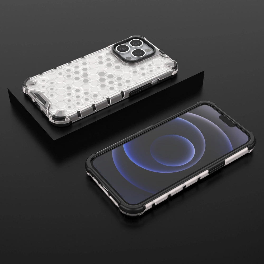 Honeycomb Case armor cover with TPU Bumper for iPhone 13 Pro transparent_12
