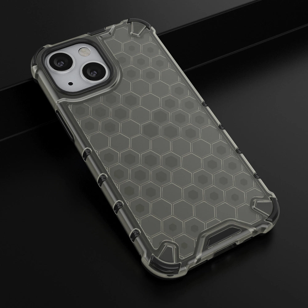 Honeycomb Case armor cover with TPU Bumper for iPhone 13 mini black_13