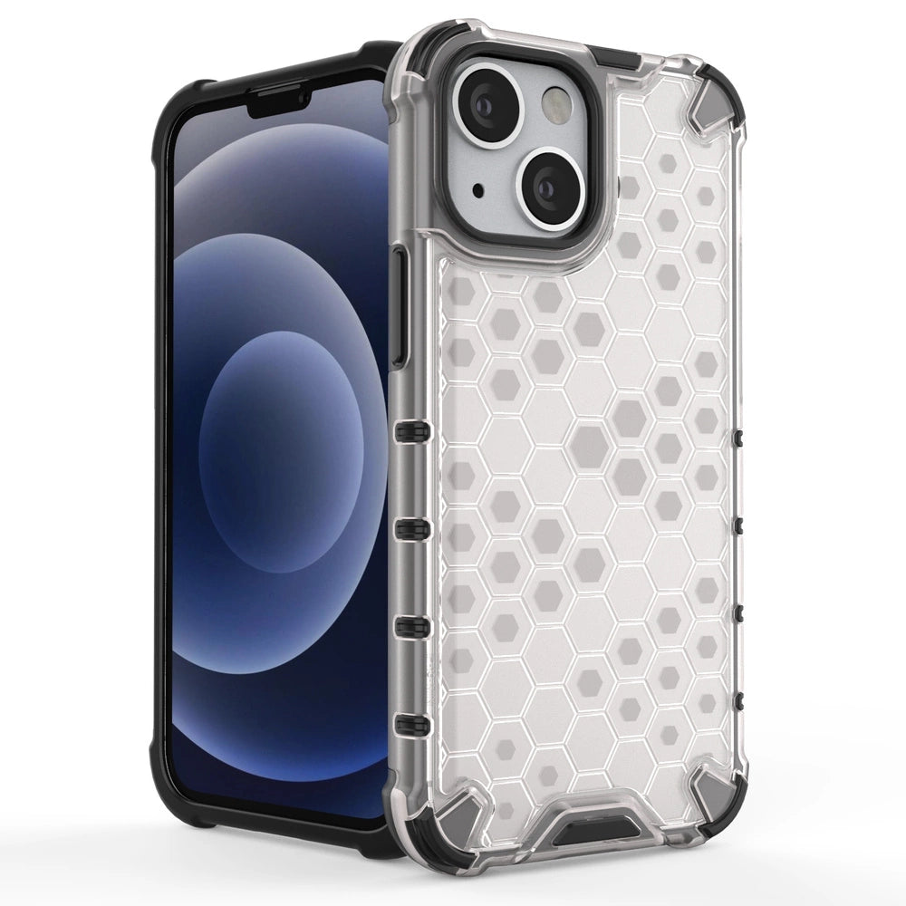 Honeycomb Case armor cover with TPU Bumper for iPhone 13 mini black_2