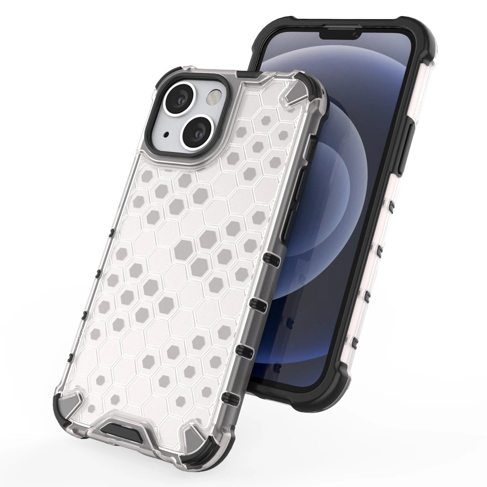 Honeycomb Case armor cover with TPU Bumper for iPhone 13 mini black_7
