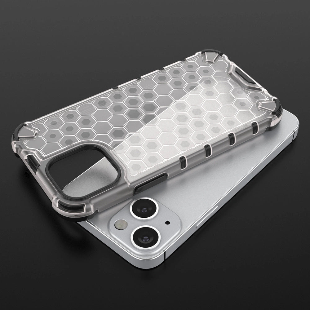 Honeycomb Case armor cover with TPU Bumper for iPhone 13 mini black_8