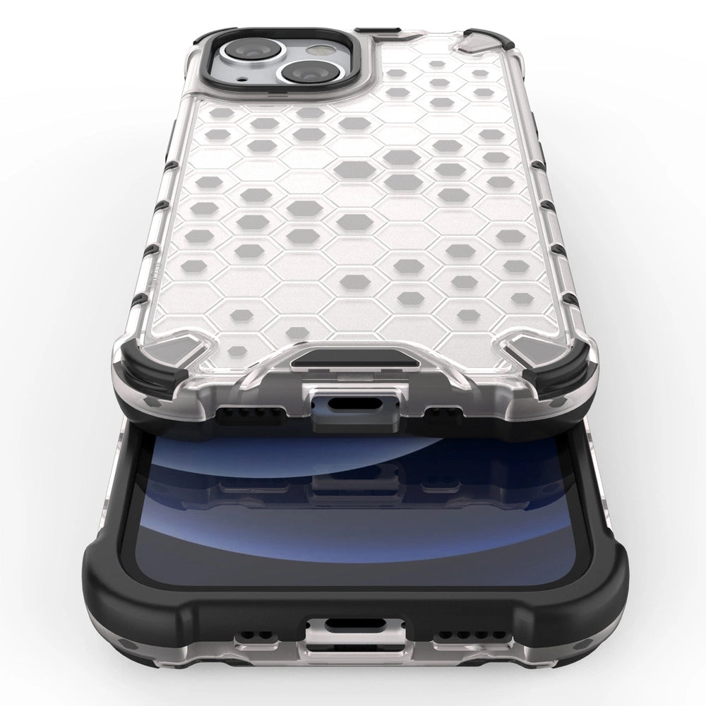 Honeycomb Case armor cover with TPU Bumper for iPhone 13 mini black_9