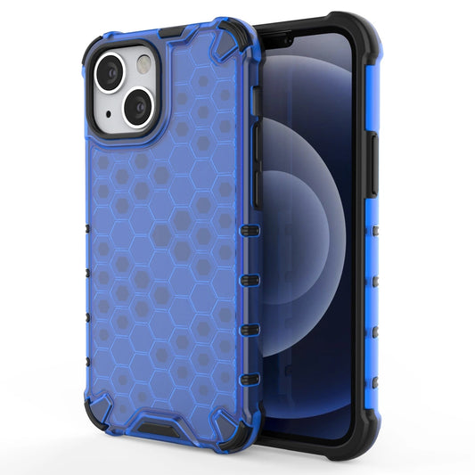 Honeycomb Case armor cover with TPU Bumper for iPhone 13 mini blue_0