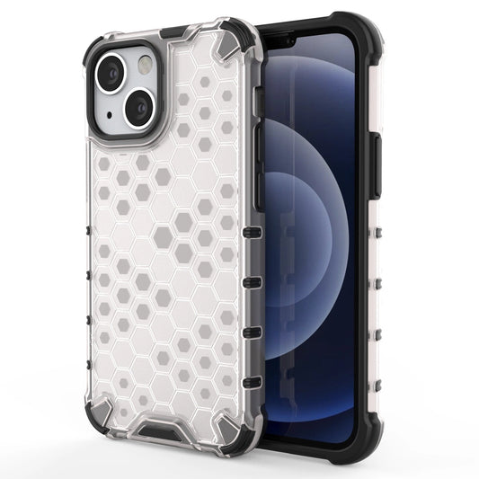 Honeycomb Case armor cover with TPU Bumper for iPhone 13 mini transparent_0