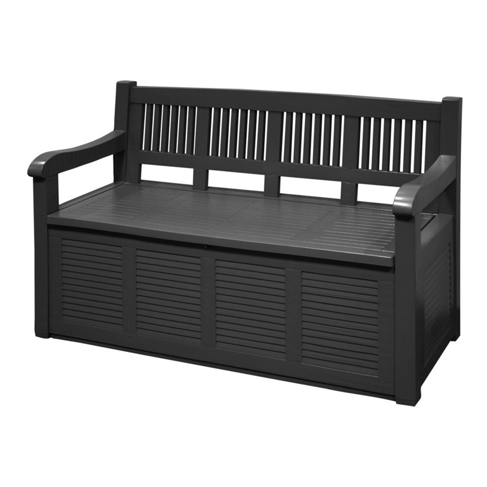 Banco de jardim com armazenamento 280 l cor: cinza escuro 130x60x85cm modelo: salzburg_0