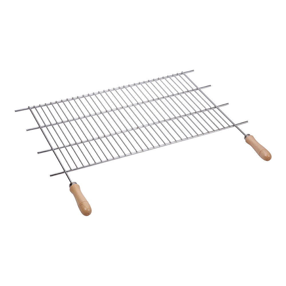Grelha de zinco para bbq com pegas de madeira 70x40cm sauvic_0