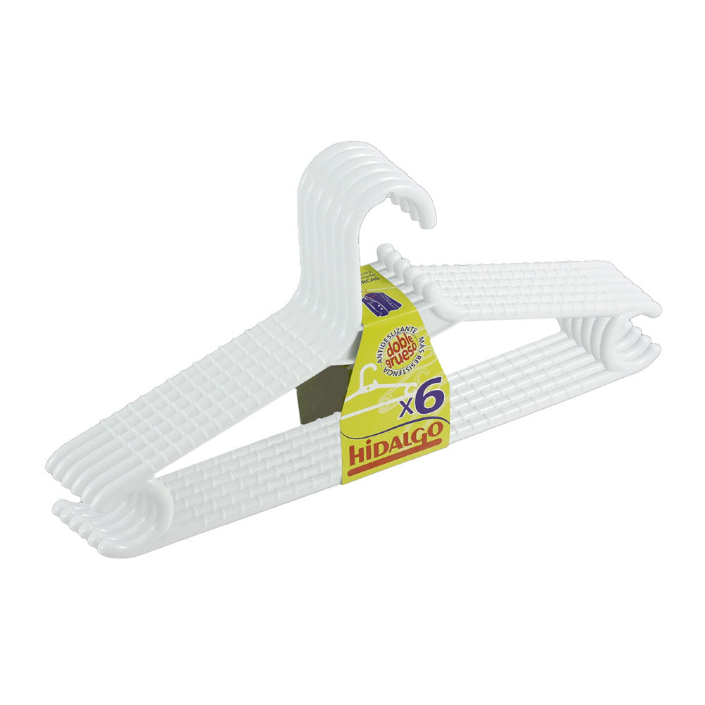 Conjunto 6 cabides duplos grossos cor branco hidalgo_0