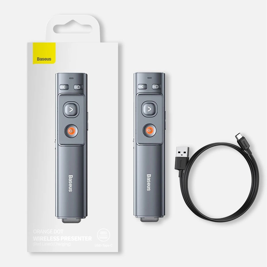 Baseus Orange Dot wireless laser pointer for presentations - gray (with battery)_29