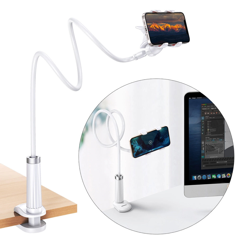Ugreen universal holder stand phone holder tablet (up to 12cm wide) tripod lazy holder with flexible arm white (30488 LP113)_0