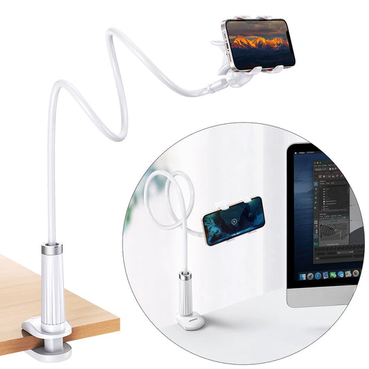 Ugreen universal holder stand phone holder tablet (up to 12cm wide) tripod lazy holder with flexible arm white (30488 LP113)_0