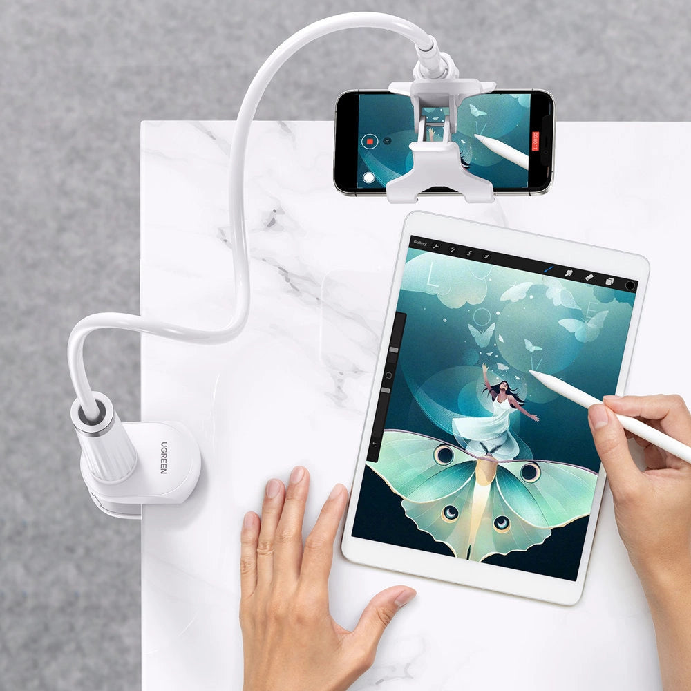 Ugreen universal holder stand phone holder tablet (up to 12cm wide) tripod lazy holder with flexible arm white (30488 LP113)_13