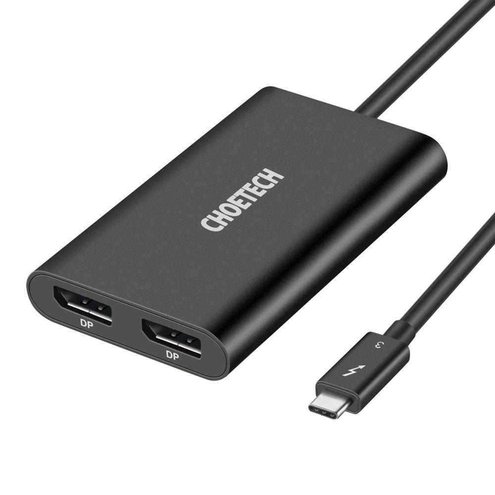 Choetech plug adapter USB Type C Thunderbolt 3 (40Gbps) - 2x DisplayPort 4K 60Hz black (HUB-D03)_0