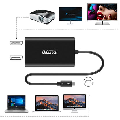 Choetech plug adapter USB Type C Thunderbolt 3 (40Gbps) - 2x DisplayPort 4K 60Hz black (HUB-D03)_1