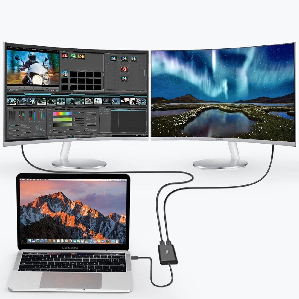 Choetech plug adapter USB Type C Thunderbolt 3 (40Gbps) - 2x DisplayPort 4K 60Hz black (HUB-D03)_2