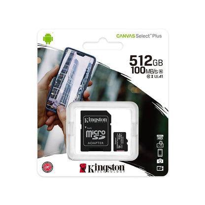 Cartão de Memória microSDXC Kingston Canvas Select Plus 512GB (100MB/s) UHS-I, U3, V30 + Adaptador SD_7