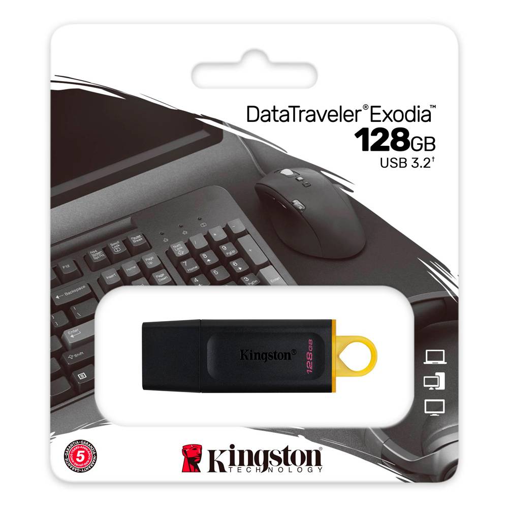 Pen Drive Kingston DataTraveler Exodia 128GB USB 3.2 Preta