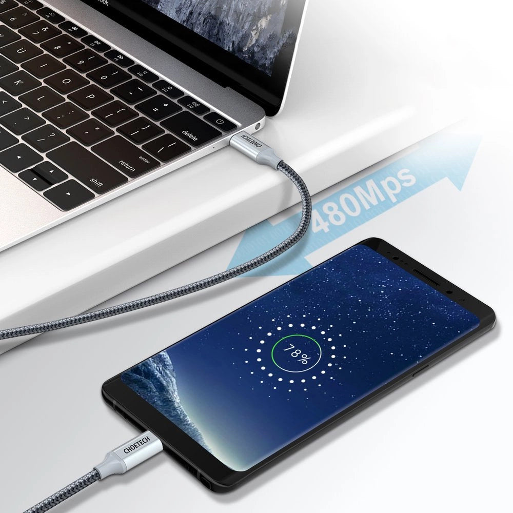 Choetech XCC-1002-GY USB-C - USB-C PD QC cable 100W 5A 480Mb/s 1.8m - gray_3