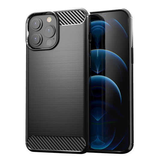 Carbon Case Flexible Cover TPU Case for iPhone 13 Pro black_0