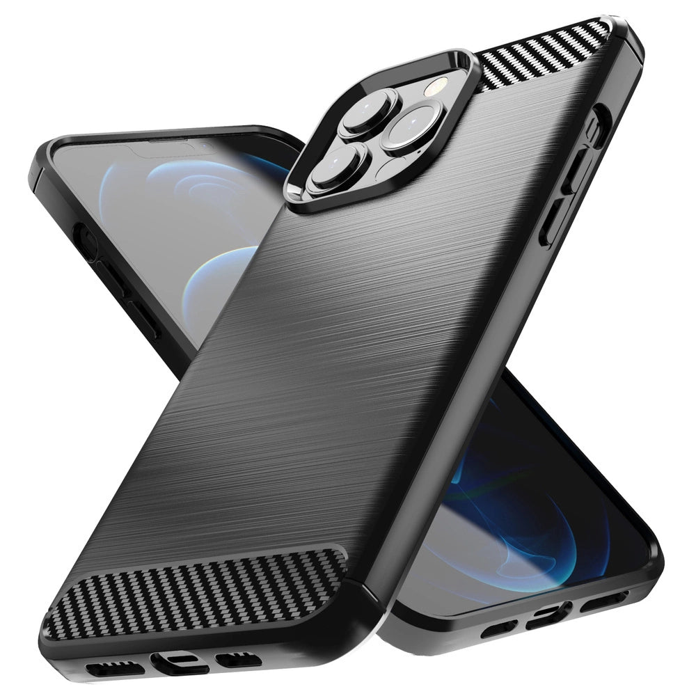 Carbon Case Flexible Cover TPU Case for iPhone 13 Pro black_1