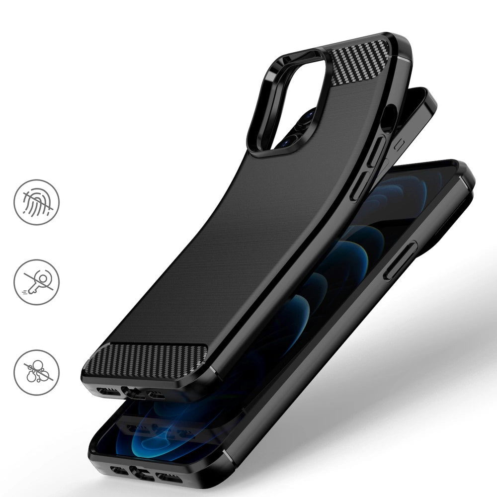 Carbon Case Flexible Cover TPU Case for iPhone 13 Pro black_4