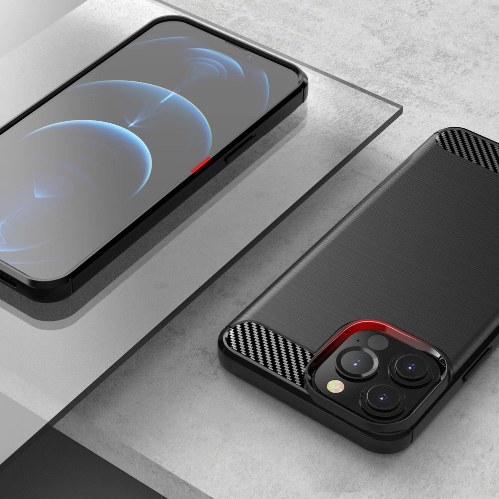 Carbon Case Flexible Cover TPU Case for iPhone 13 Pro black_5