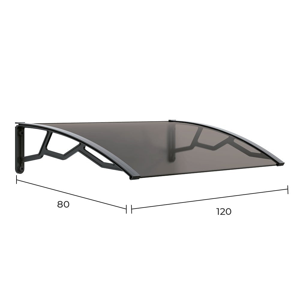 Marquese alveolar de policarbonato fumado de 4 mm com suportes cinza escuro, 80 x 120 cm_0