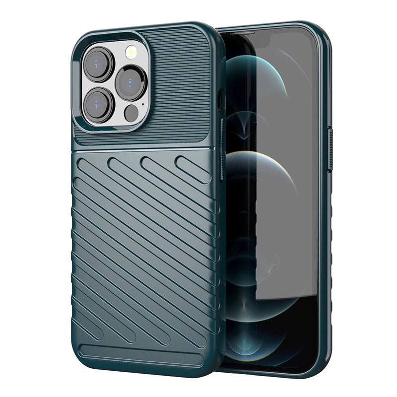 Thunder Case Flexible Tough Rugged Cover TPU Case for iPhone 13 Pro green_0