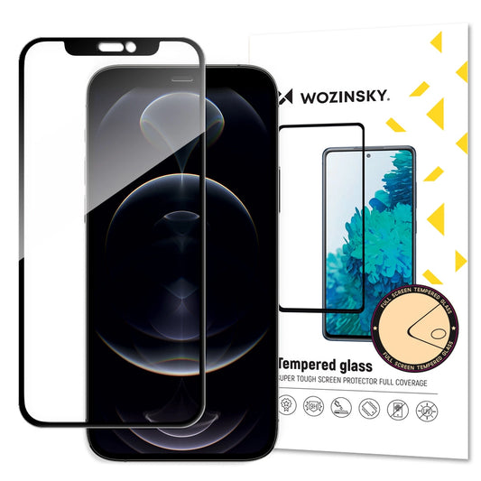 Wozinsky Tempered Glass Full Glue Super Tough Screen Protector Full Coveraged with Frame Case Friendly for iPhone 13 mini black_0