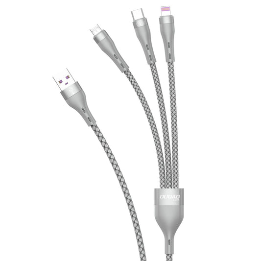Dudao 3in1 USB cable - Lightning / microUSB / USB Type C 65W 1.2m gray (L20X)_0