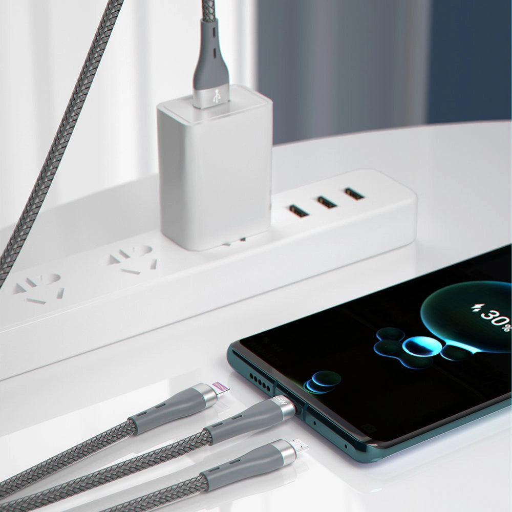 Dudao 3in1 USB cable - Lightning / microUSB / USB Type C 65W 1.2m gray (L20X)_1
