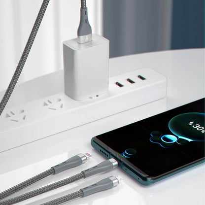 Dudao 3in1 USB cable - Lightning / microUSB / USB Type C 65W 1.2m gray (L20X)_1