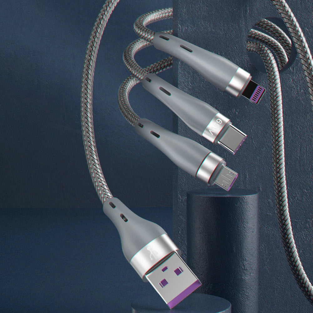 Dudao 3in1 USB cable - Lightning / microUSB / USB Type C 65W 1.2m gray (L20X)_2