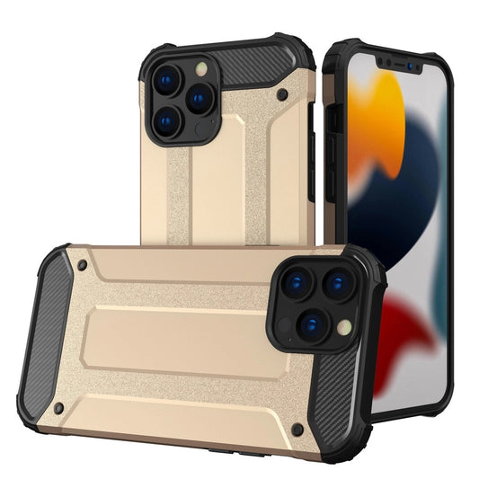 Hybrid Armor Case Tough Rugged Cover for iPhone 13 Pro golden_0