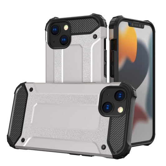 Hybrid Armor Case Tough Rugged Cover for iPhone 13 silver_0