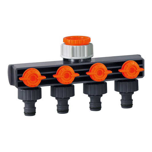 Adaptador de 4 vias para torneira de jardim com conexÃ£o rÃ¡pida 19mm 3/4"_0