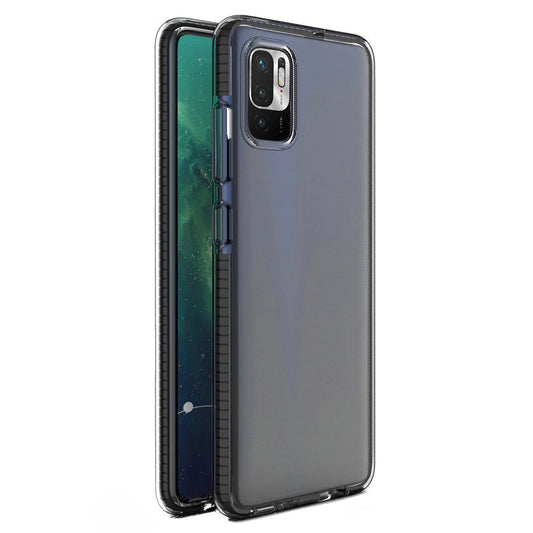 Spring Case clear TPU gel protective cover with colorful frame for Xiaomi Redmi Note 10 5G / Poco M3 Pro black_0