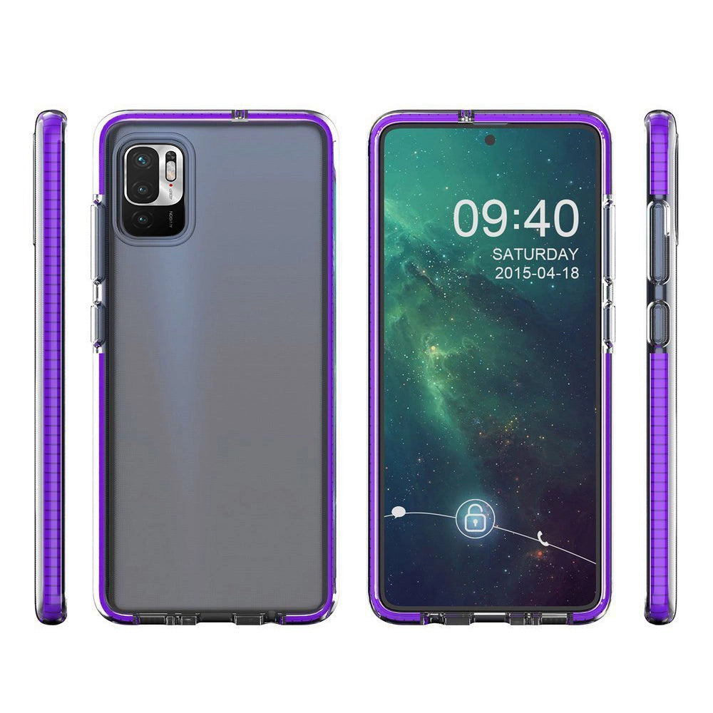 Spring Case clear TPU gel protective cover with colorful frame for Xiaomi Redmi Note 10 5G / Poco M3 Pro black_1