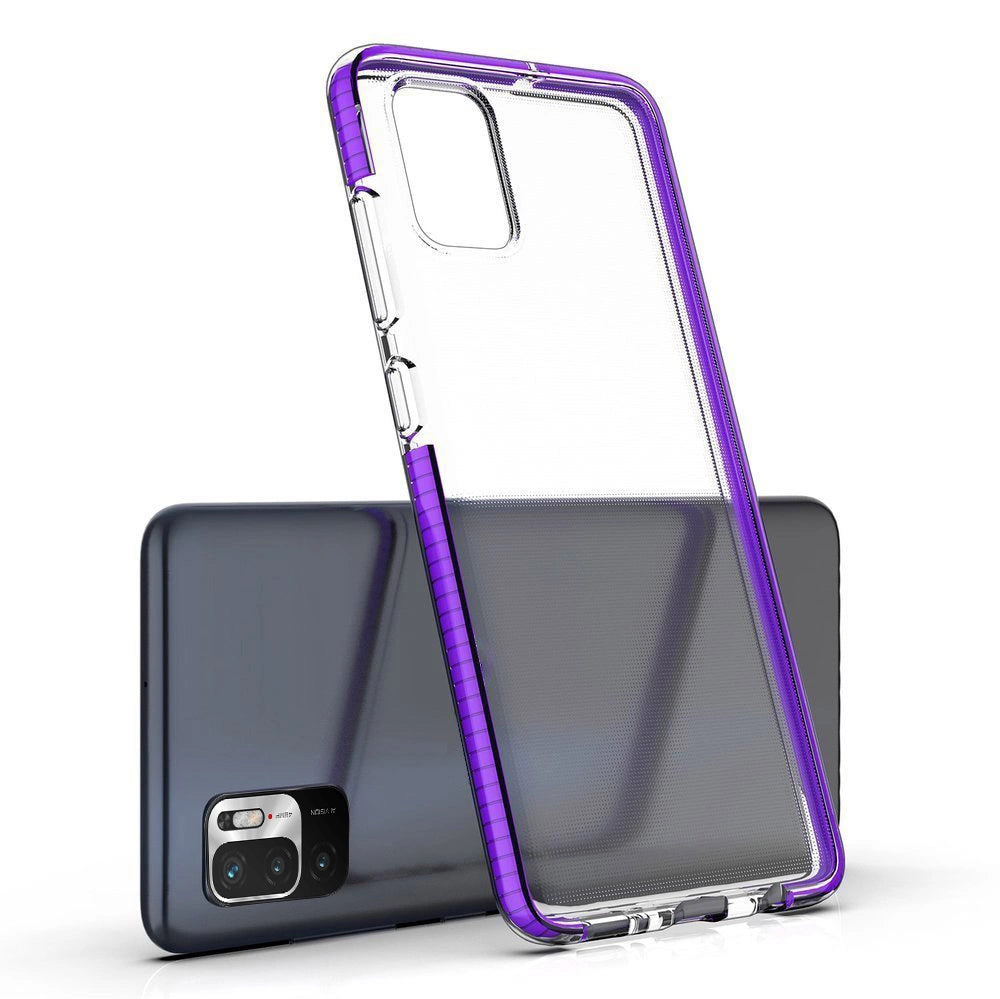 Spring Case clear TPU gel protective cover with colorful frame for Xiaomi Redmi Note 10 5G / Poco M3 Pro black_2