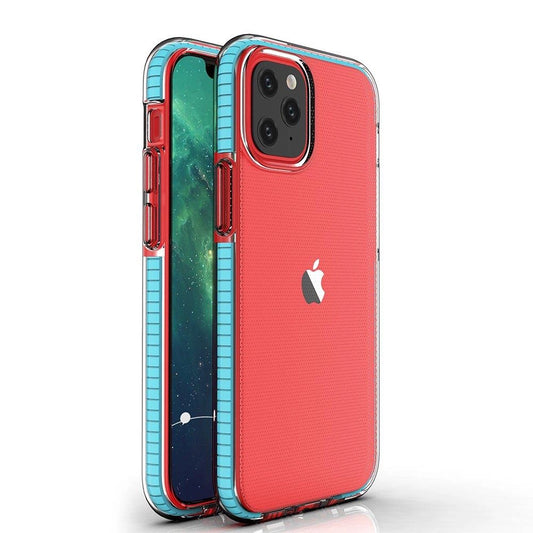 Spring Case clear TPU gel protective cover with colorful frame for iPhone 13 mini light blue_0