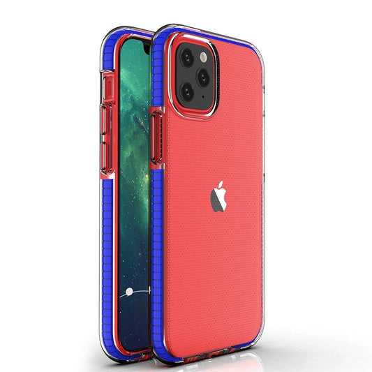 Spring Case clear TPU gel protective cover with colorful frame for iPhone 13 mini dark blue_0