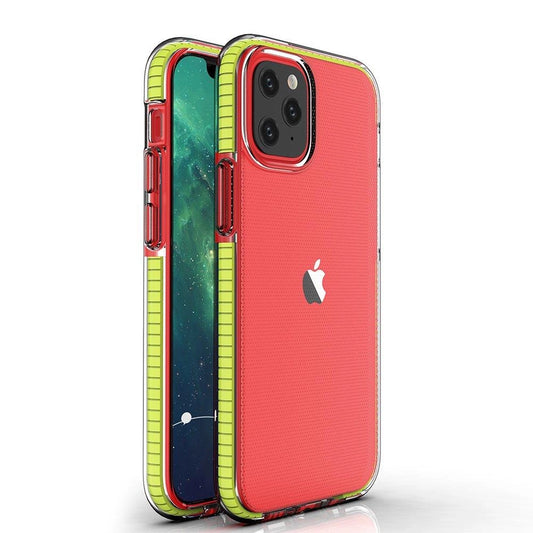 Spring Case clear TPU gel protective cover with colorful frame for iPhone 13 mini yellow_0