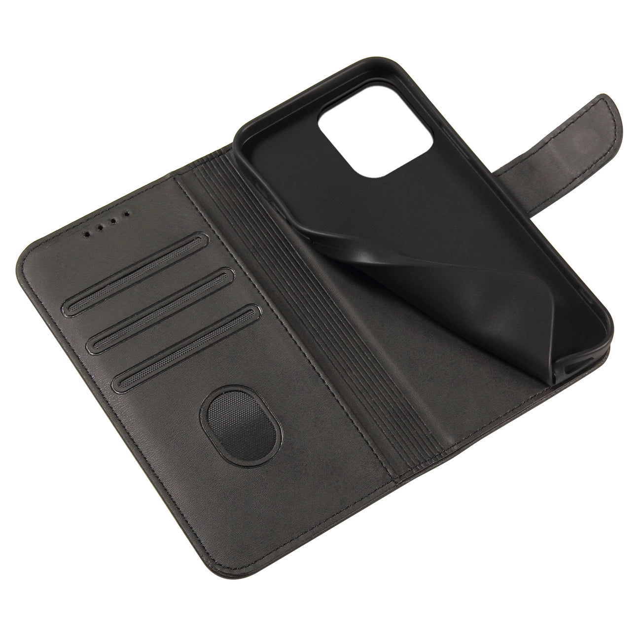 Magnet Case elegant bookcase type case with kickstand for iPhone 13 Pro Max black_5