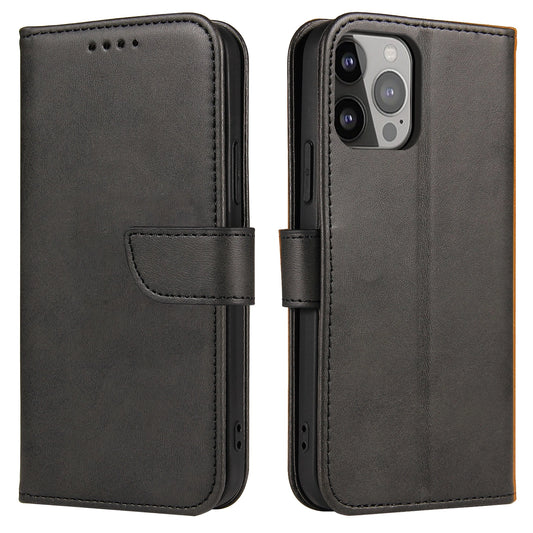 Magnet Case elegant bookcase type case with kickstand for iPhone 13 Pro Max black_0