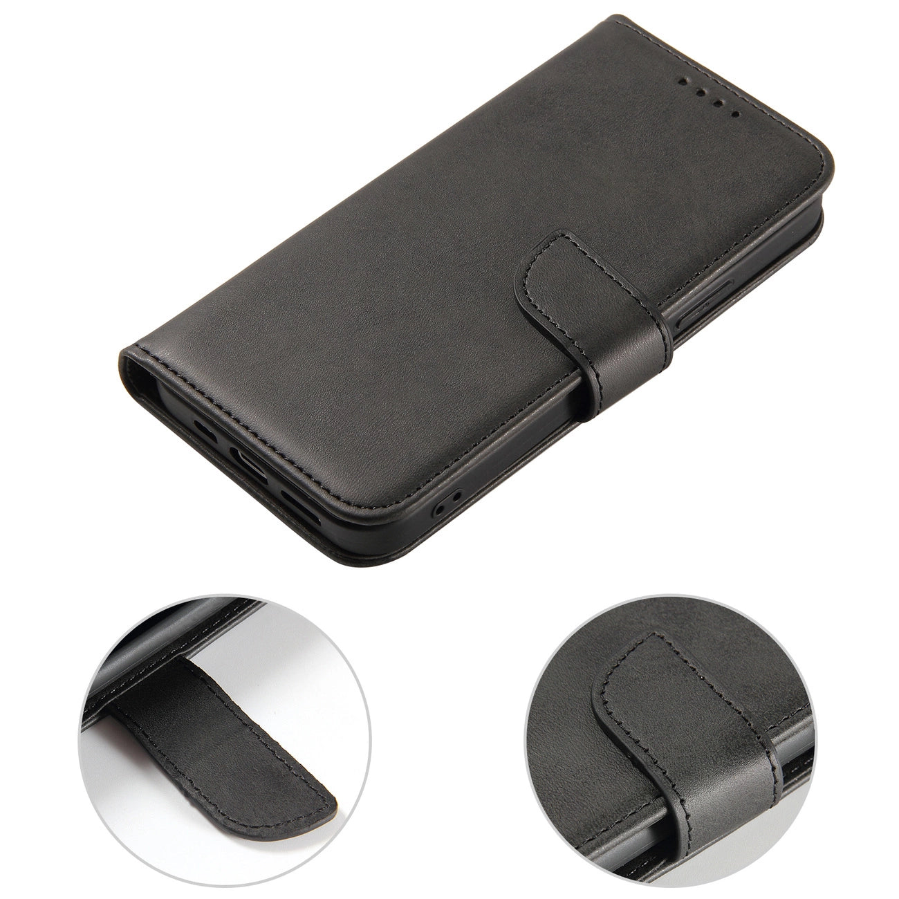Magnet Case elegant bookcase type case with kickstand for iPhone 13 Pro Max black_6