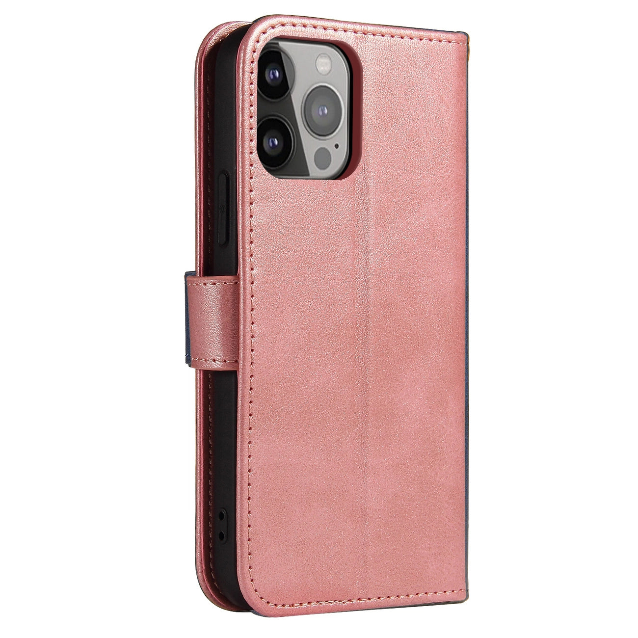 Magnet Case elegant bookcase type case with kickstand for iPhone 13 Pro Max pink_1