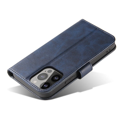Magnet Case elegant bookcase type case with kickstand for iPhone 13 Pro blue_2